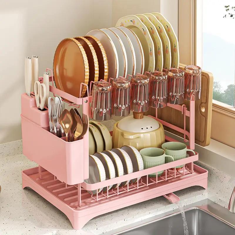 Tech Accessories Organizer - 2 Tier Dish Drying Rack For