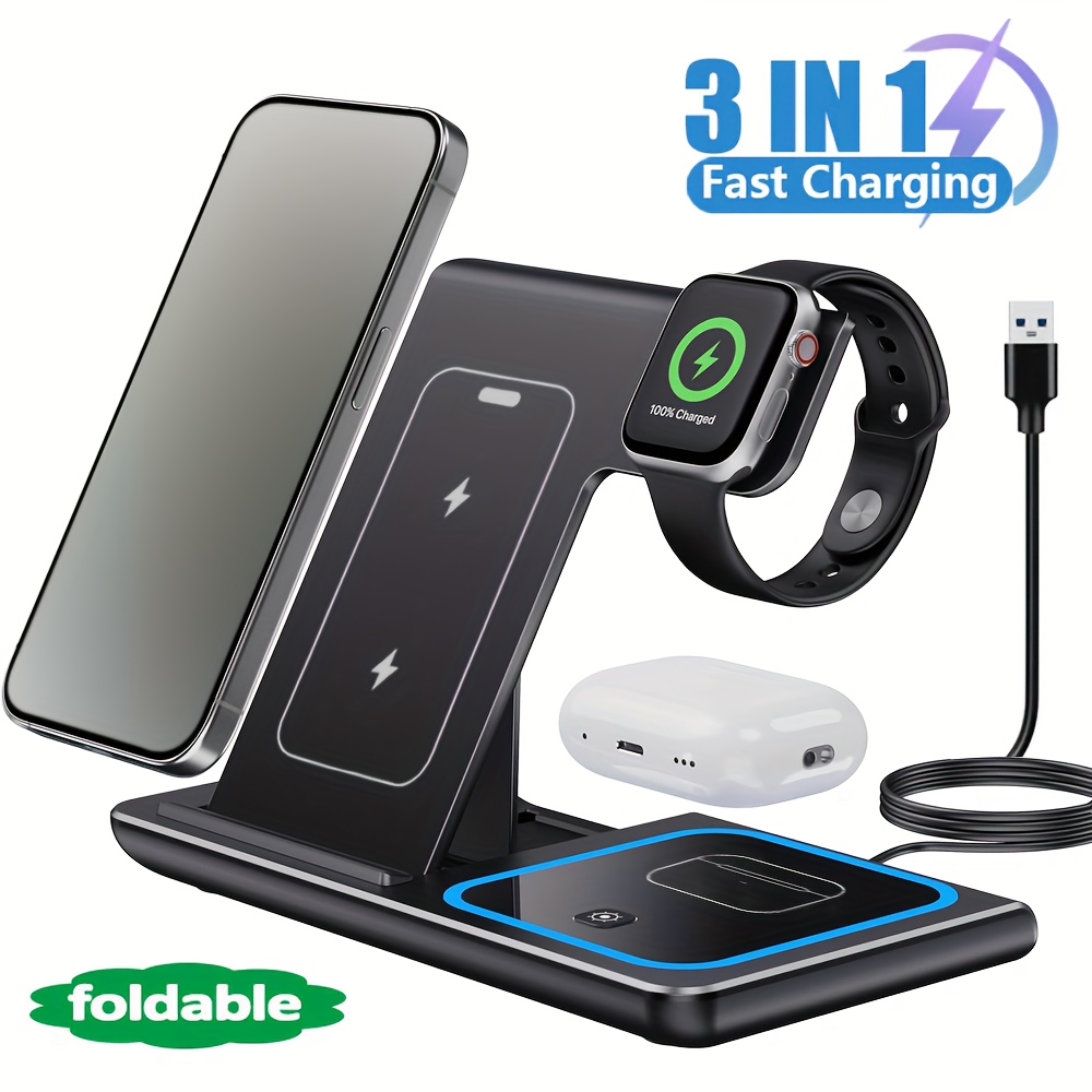 Wireless Charger 3 In 1 - 3-In-1 Foldable Wireless Charger 15W Fast