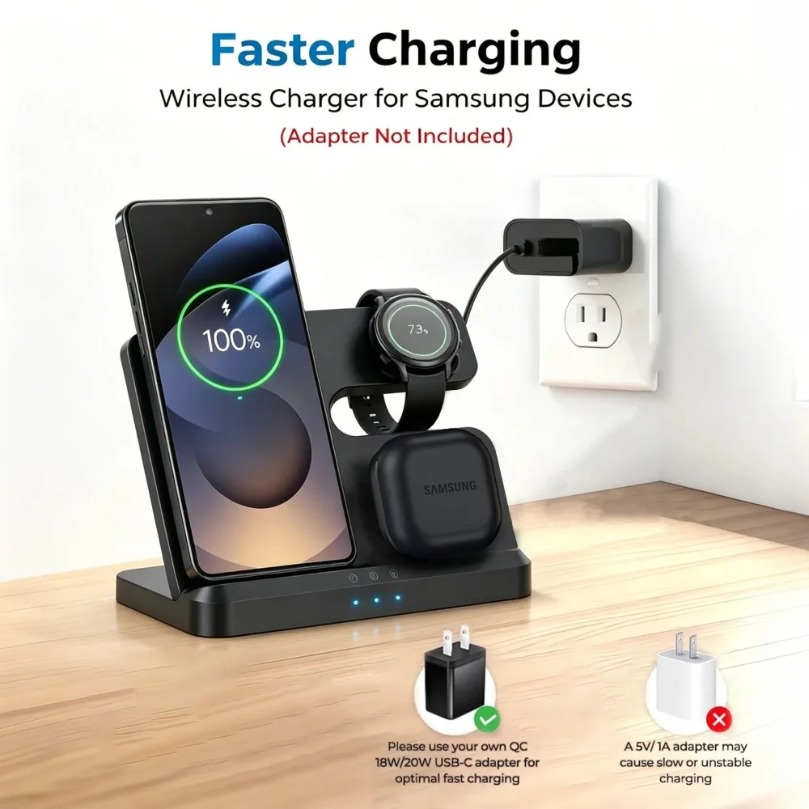 3 in 1 Fast Wireless Charger F - đánh giá và giá Wireless Charger 3 In 1