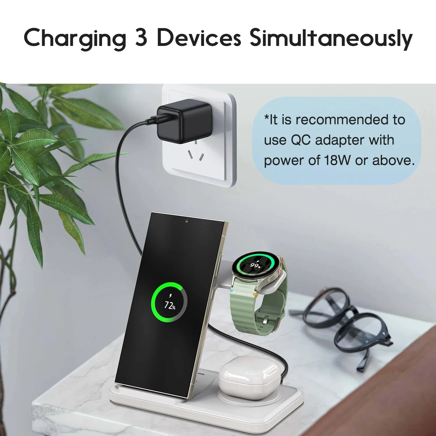 Desktop 3-in-1 Wireless Charge - đánh giá và giá Wireless Charger 3 In 1