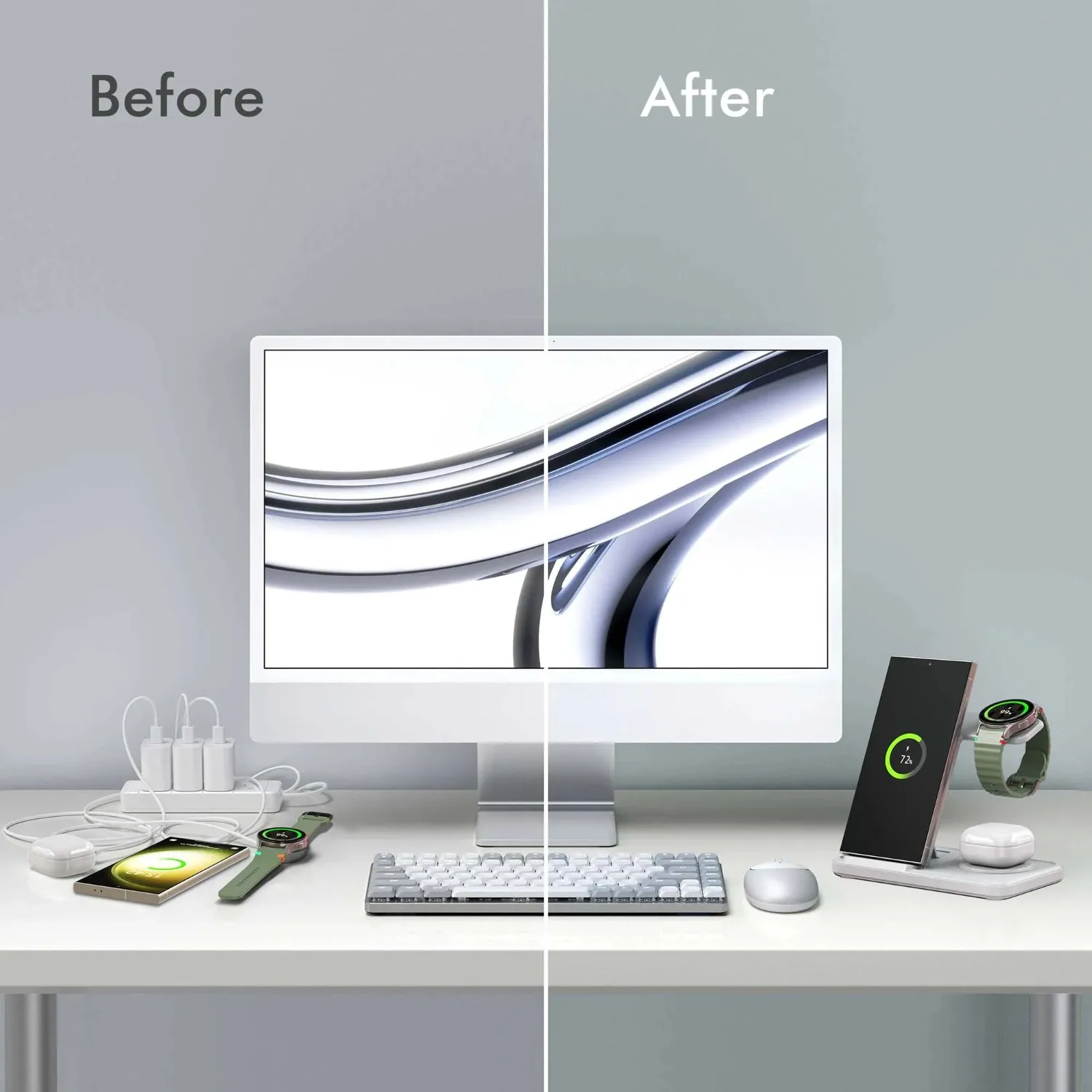 Desktop 3-in-1 Wireless Charge - đánh giá và giá Wireless Charger 3 In 1