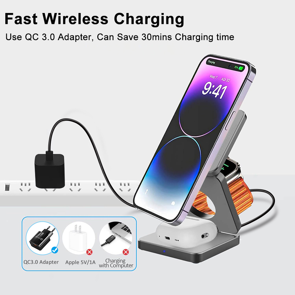 3 in 1 Foldable Magnetic Wirel - đánh giá và giá Wireless Charger 3 In 1