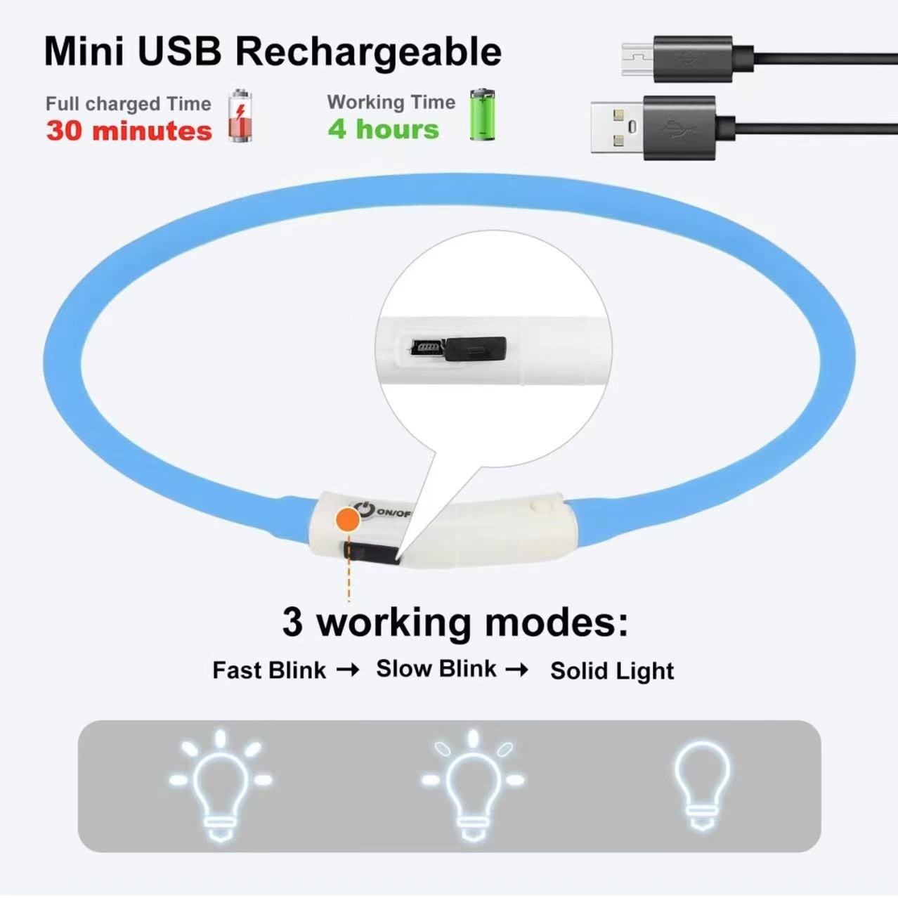 Silicone LED Dog Collar Rechar - đánh giá và giá Tech Dog Accessories