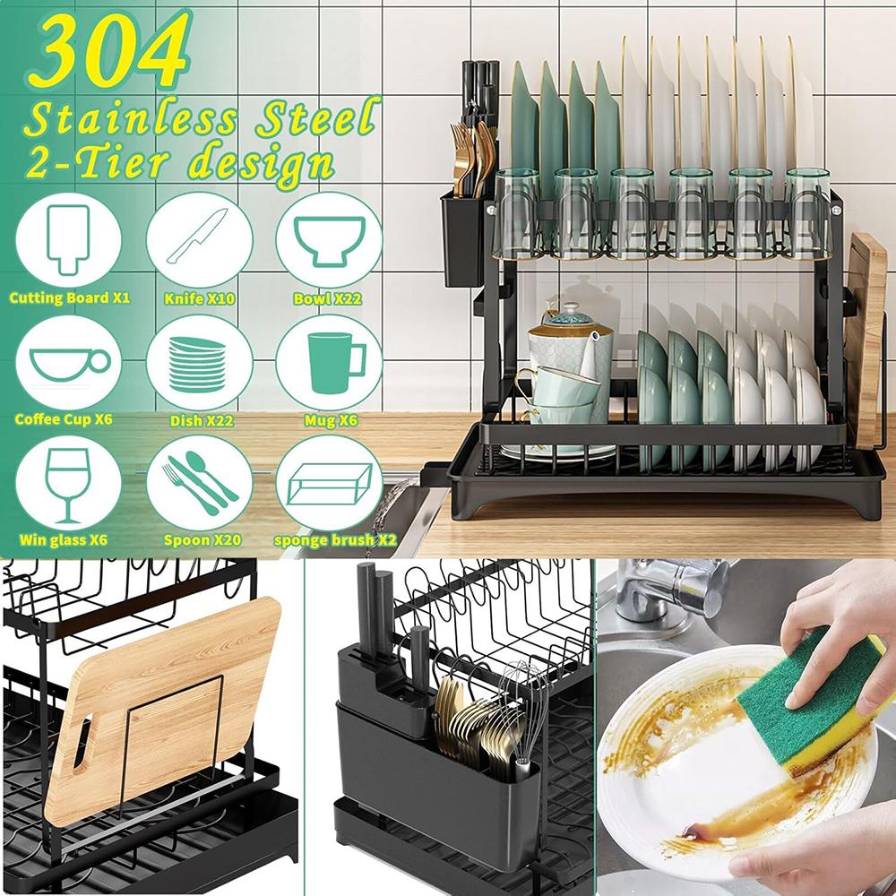 2 Tier Dish Drying Rack For Ki - đánh giá và giá Tech Accessories Organizer