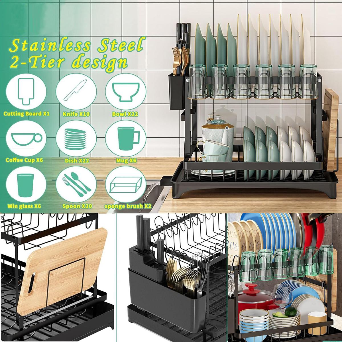 2 Tier Dish Drying Rack For Ki - đánh giá và giá Tech Accessories Organizer