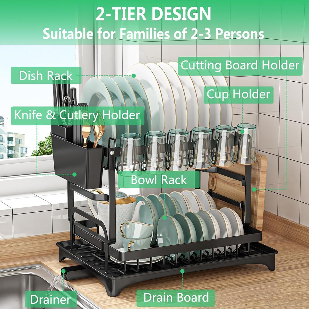 2 Tier Dish Drying Rack For Ki - đánh giá và giá Tech Accessories Organizer