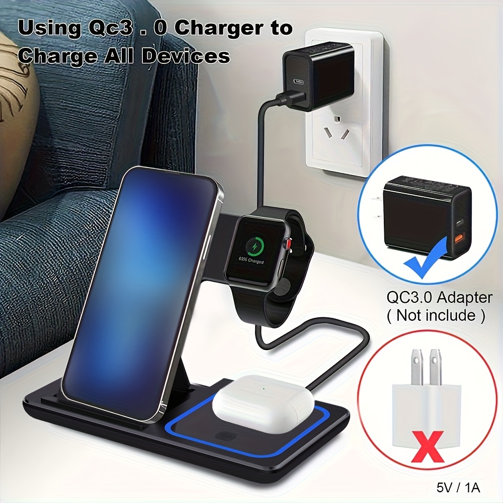 3-In-1 Foldable Wireless Charg - đánh giá và giá Wireless Charger 3 In 1