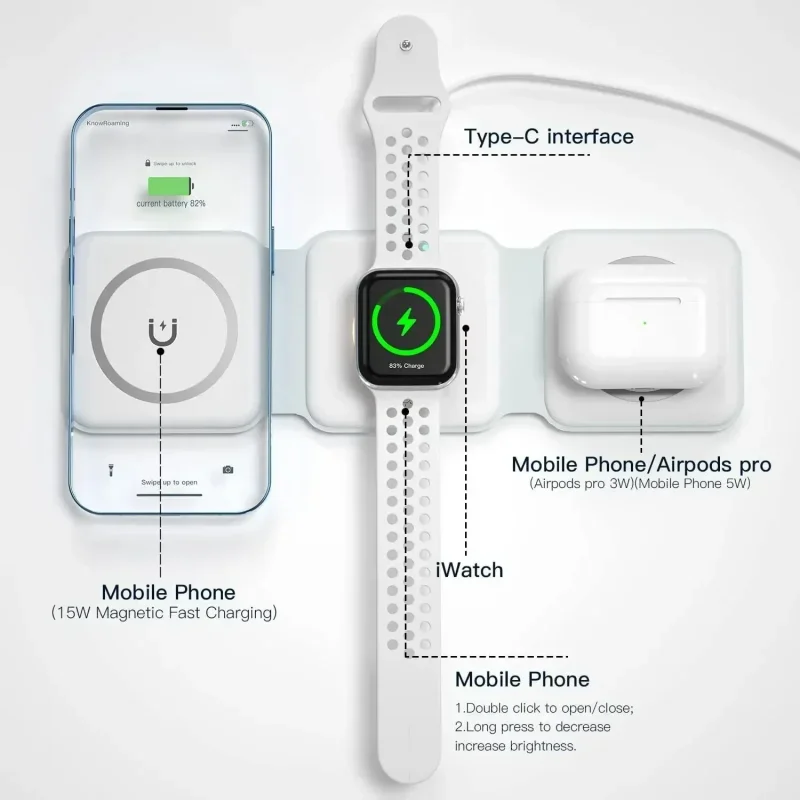 3 in 1 Portable Magnetic Wirel - đánh giá và giá Wireless Charger 3 In 1